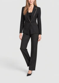 Wool blazer with satin detailing - Black