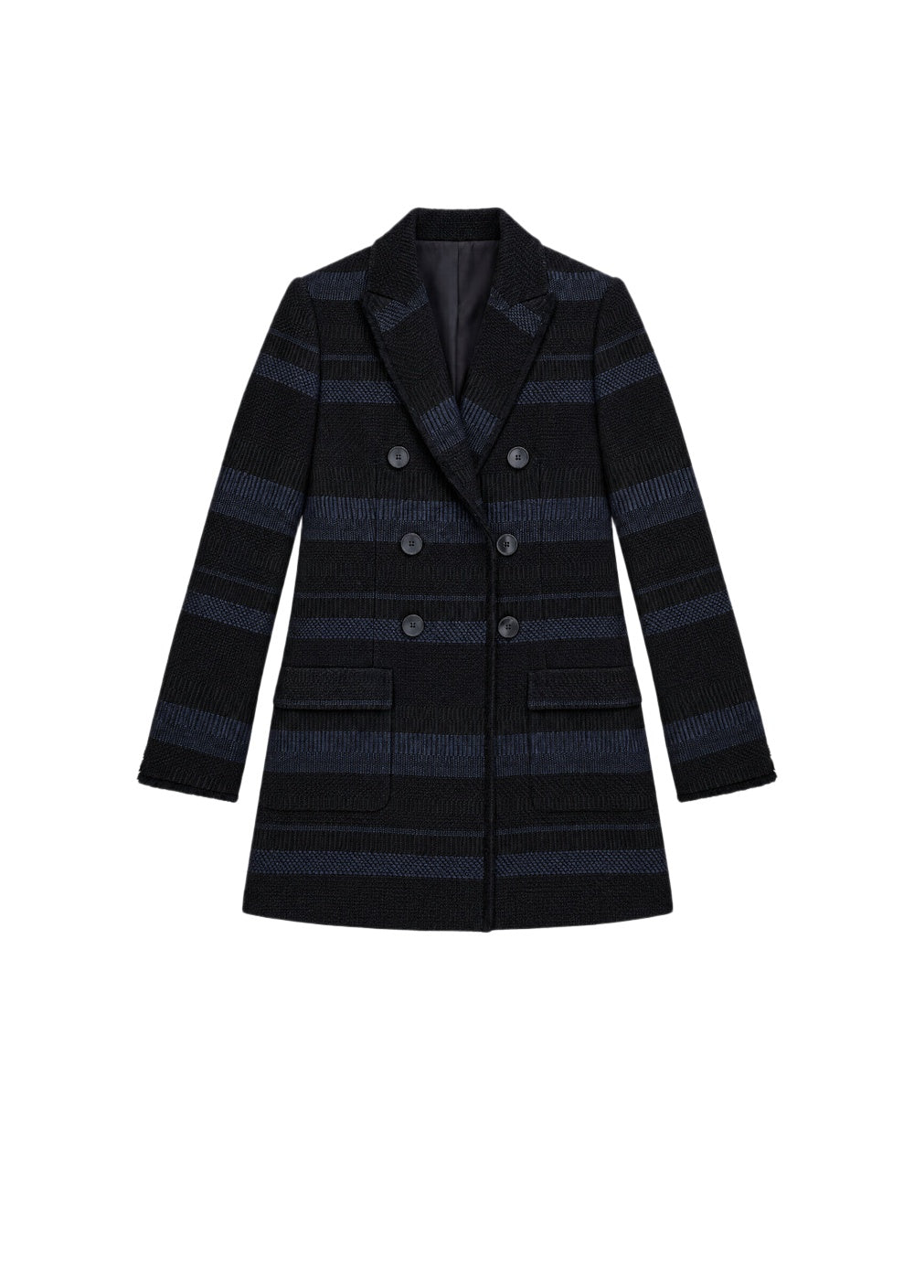 Veste mi-longue texturée - Noir