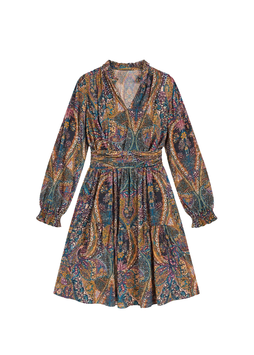 Robe évasée et ceinturée - Multicolore