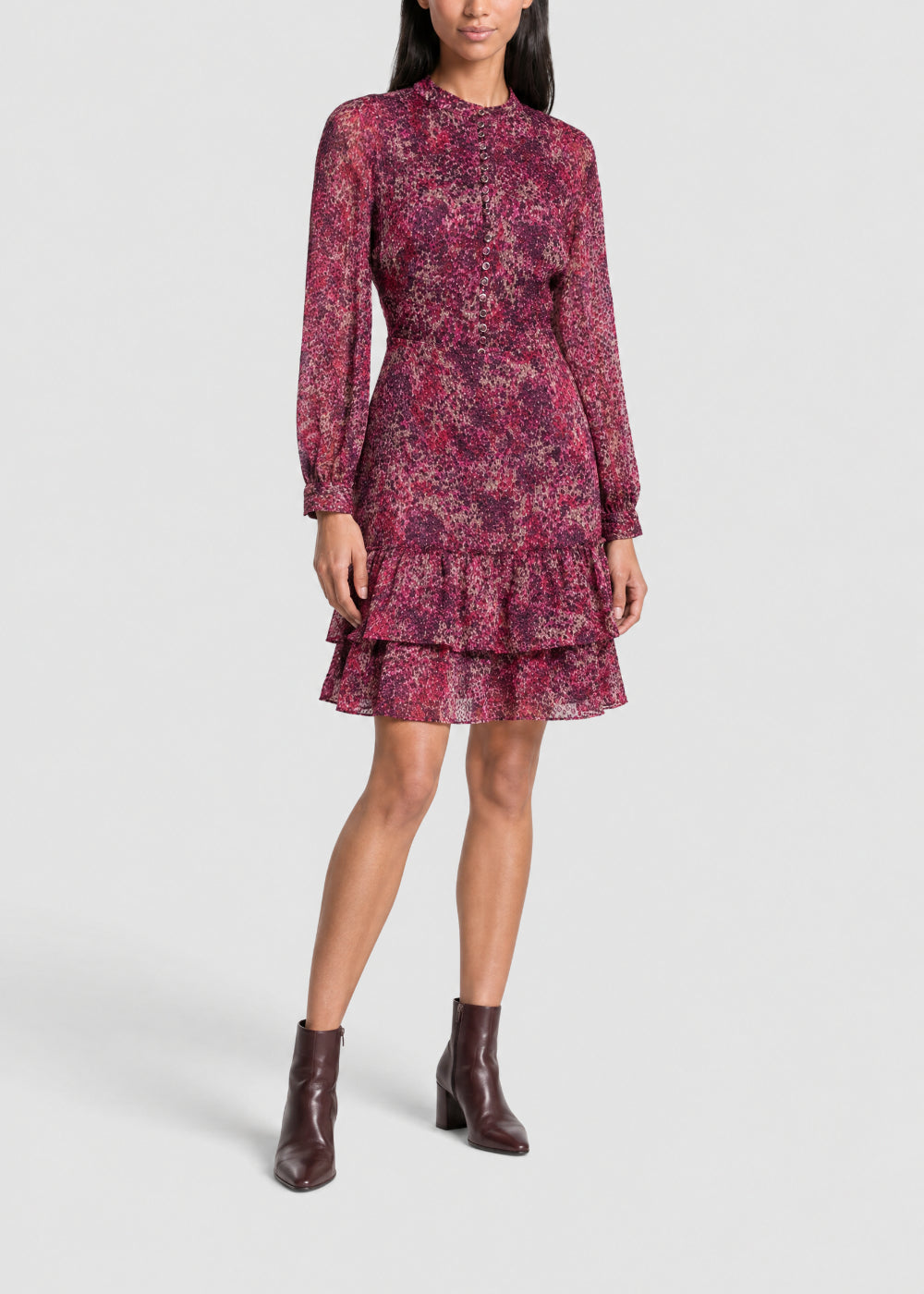 Robe à détails volantés - Fuschia