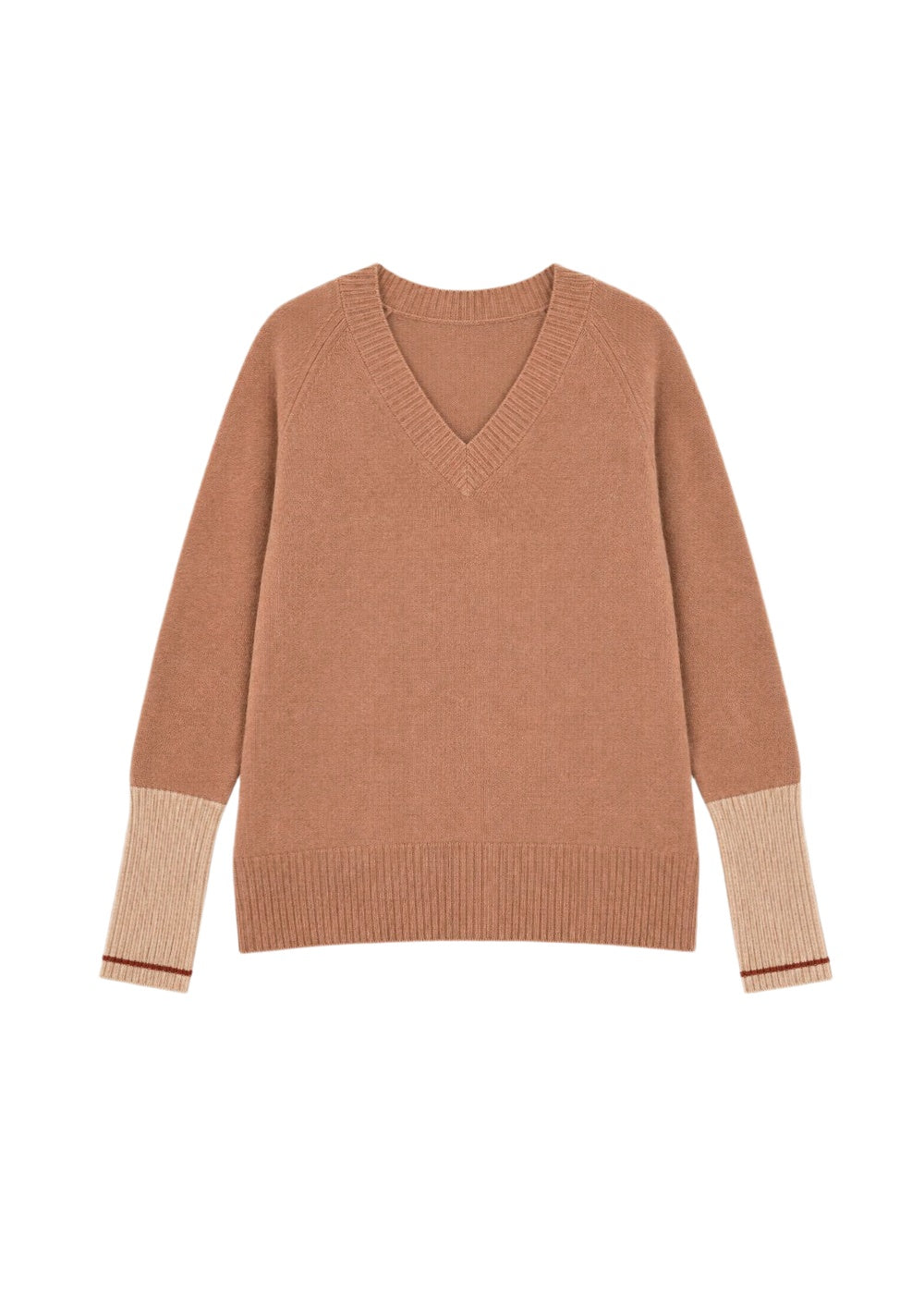 Pull Plaisir à col V en laine & cachemire - Camel