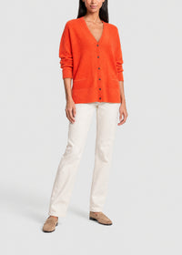 Wool cardigan with pockets - Bright Orange