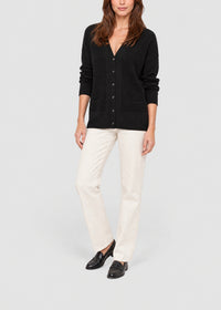 Wool cardigan with pockets - Black