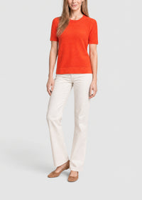 Short-sleeved woollen jumper - Bright Orange