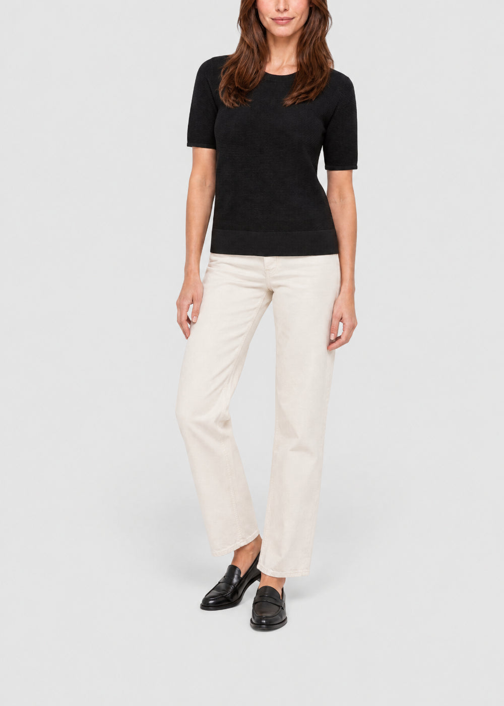 Short-sleeved woollen jumper - Black