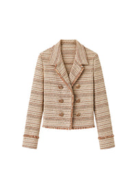 Textured cropped jacket - Beige