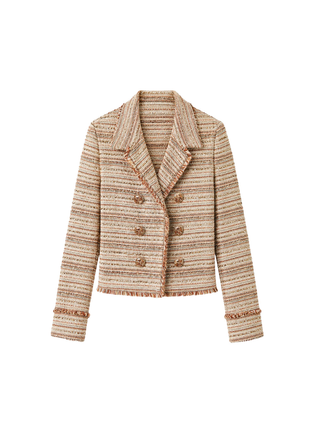Textured cropped jacket - Beige