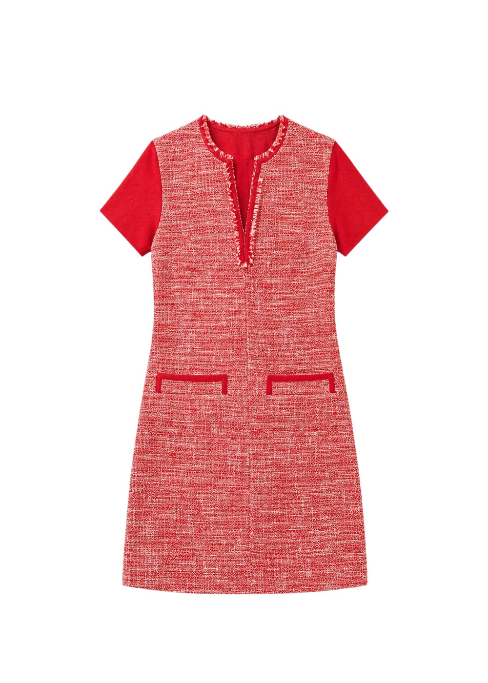 Robe courte à manches contrastantes - Corail