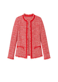 Textured cropped jacket - Coral