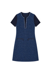 Robe courte à détails contrastants - Marine