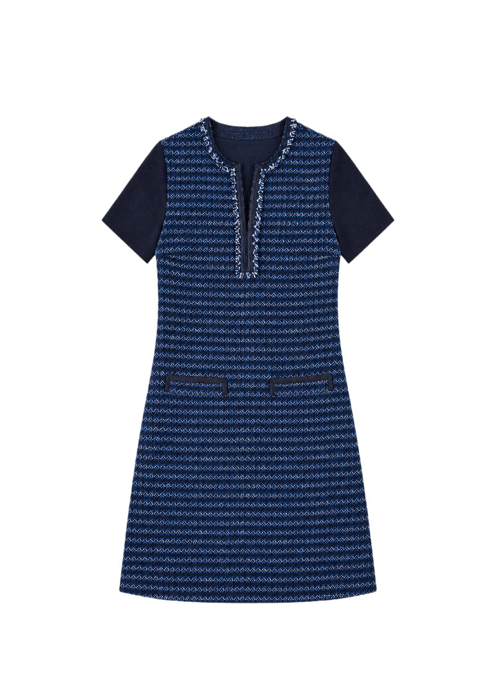 Robe courte à détails contrastants - Marine