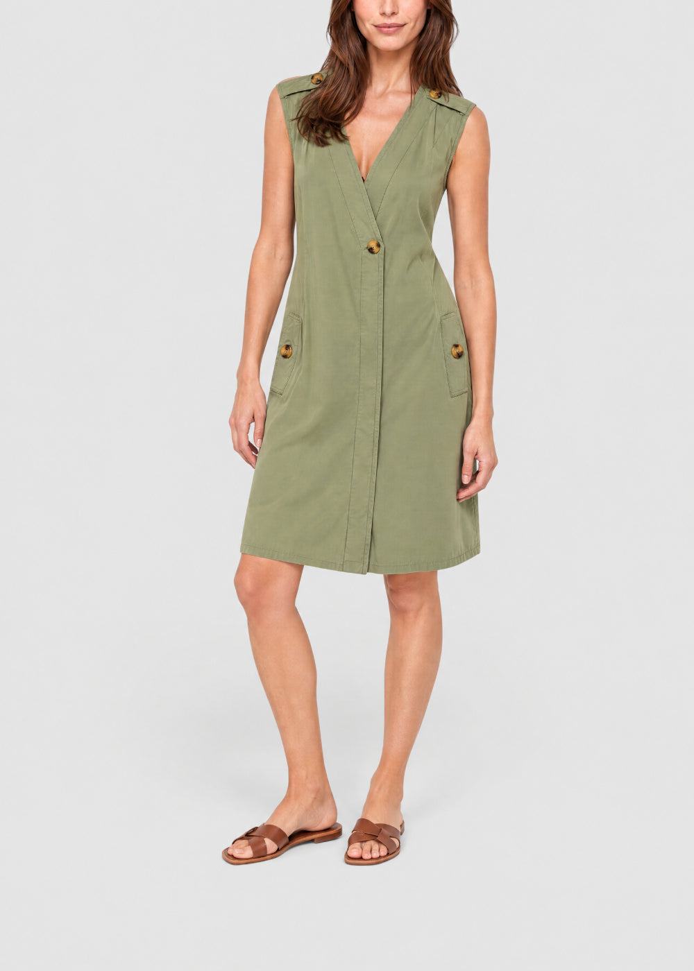 Robe croisée sans manches - Kaki