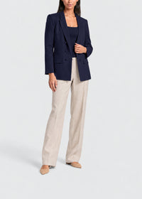 Loose-fitting straight-cut linen jacket - Navy