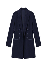 Long wool officer-style coat - Navy blue