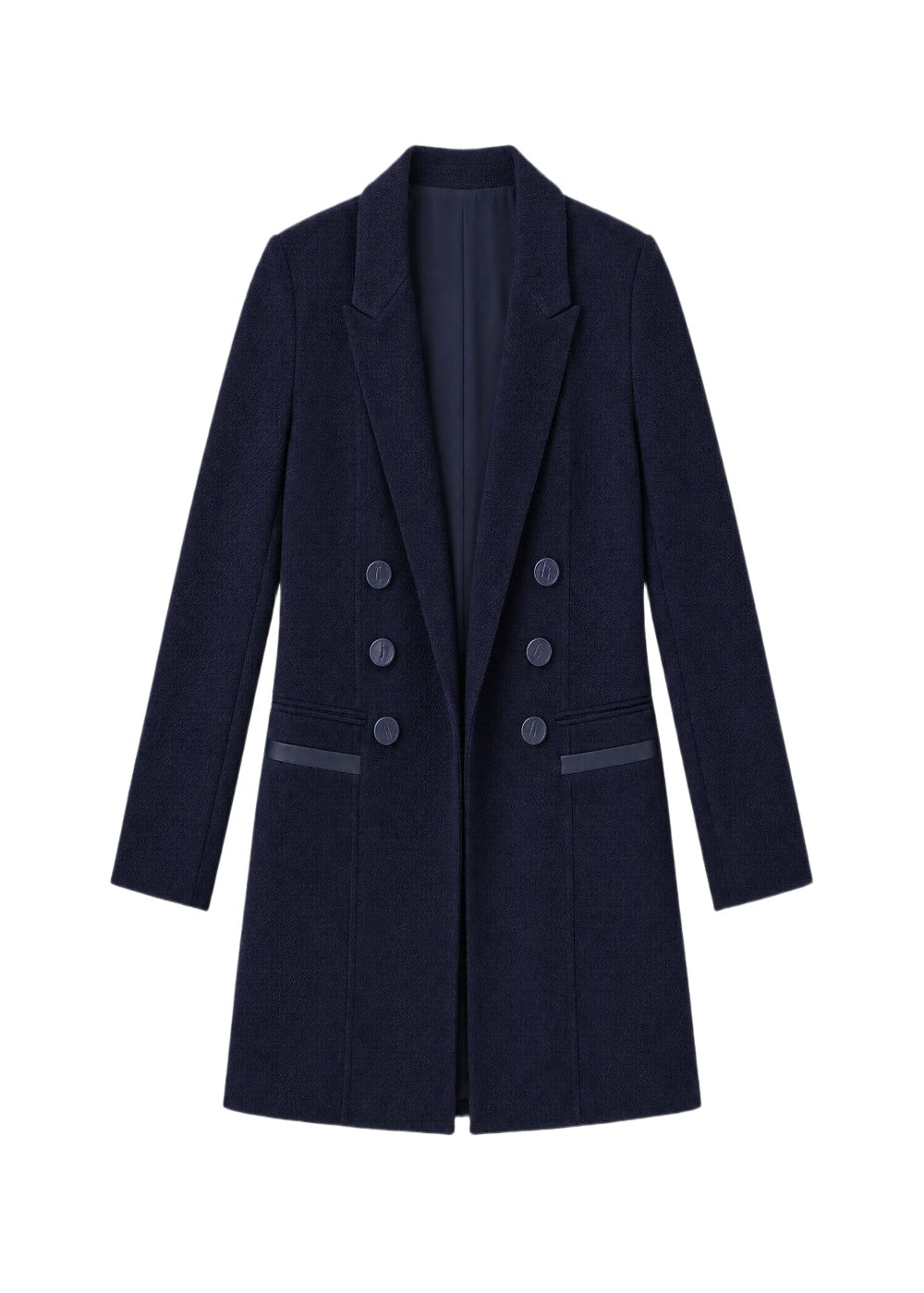 Long wool officer-style coat - Navy blue