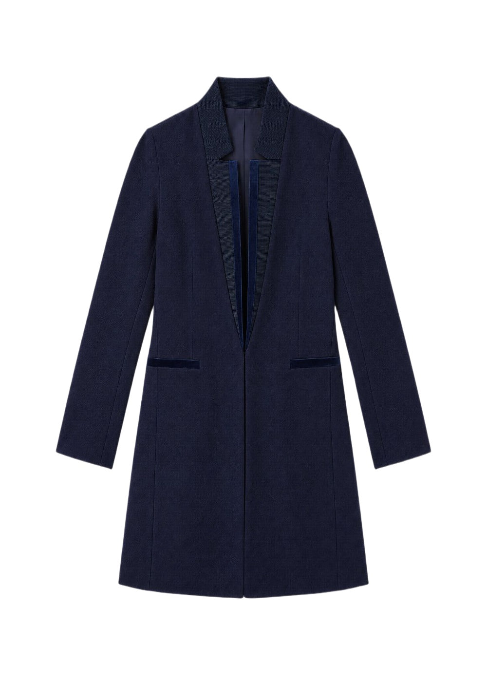 Long fitted wool coat - Navy