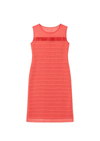 Fitted striped silk dress - Coral