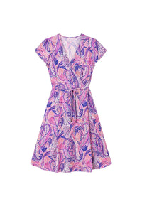 Wrap dress with belt - Purple