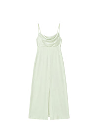 Robe à fines bretelles en soie - Vert Pâle