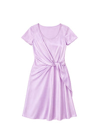 Short draped silk dress - Pale Purple