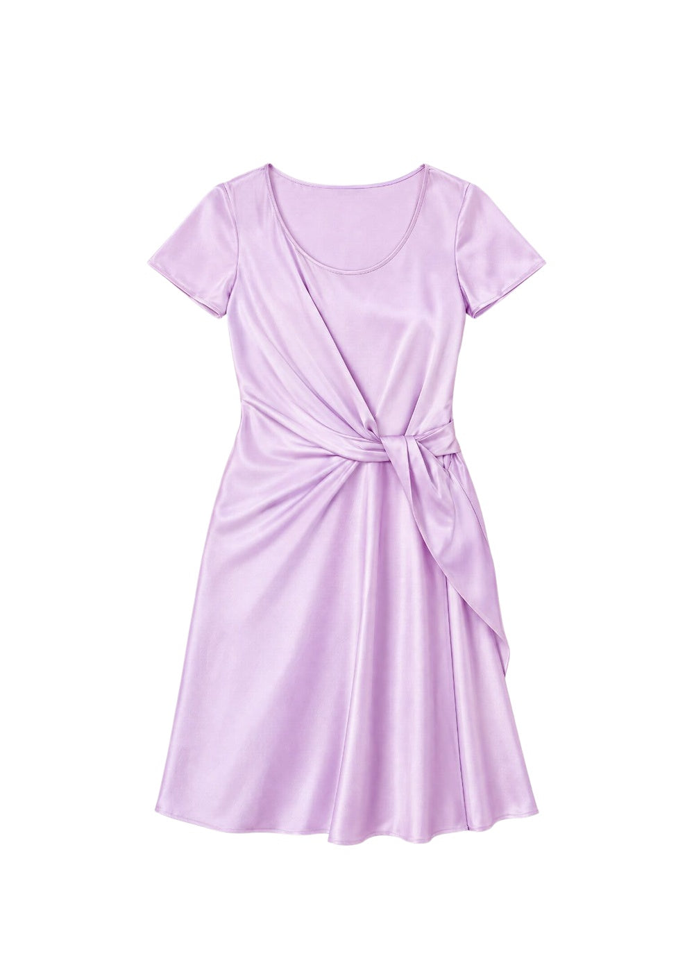 Short draped silk dress - Pale Purple