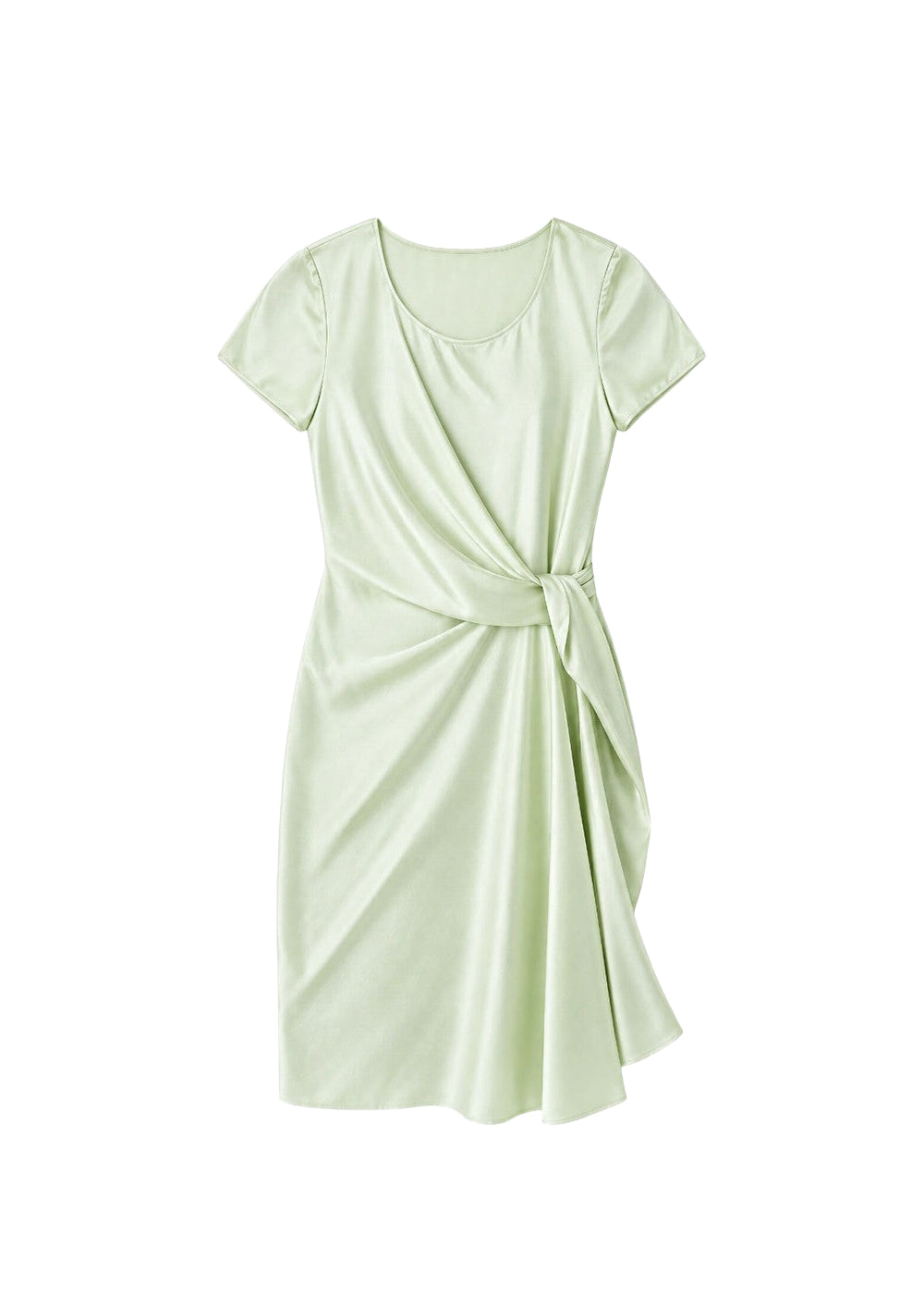 Robe courte drapée en soie - Vert Pâle