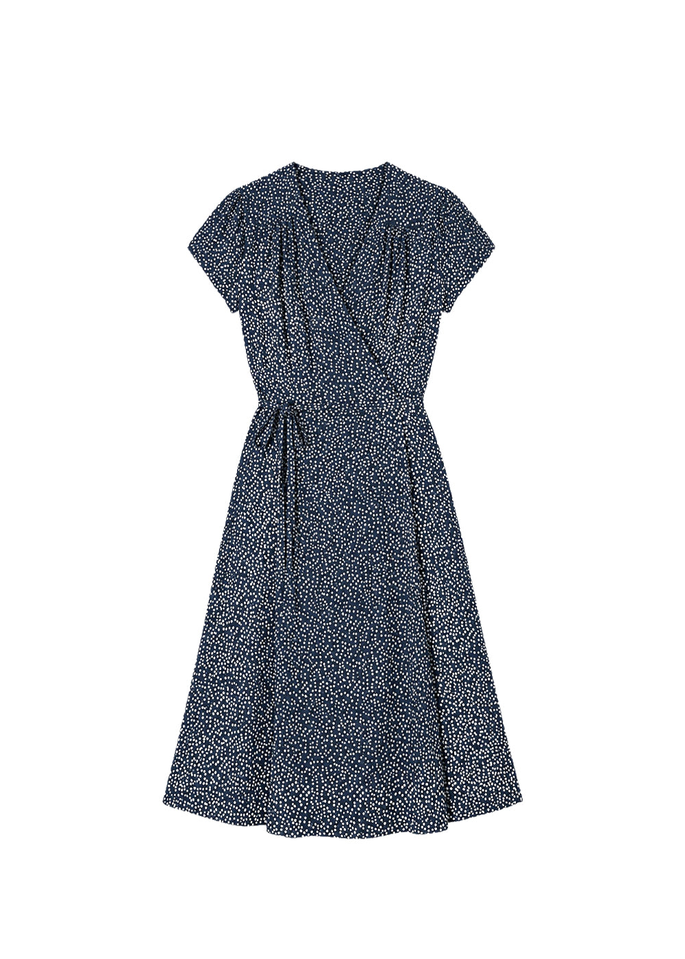Short polka-dot silk dress - Navy