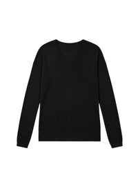 Pull classqieu col V en laine - Noir