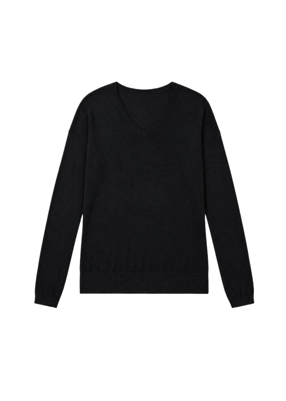 Pull classqieu col V en laine - Noir