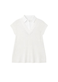 Long silk trompe l’oeil jumper - Off-white