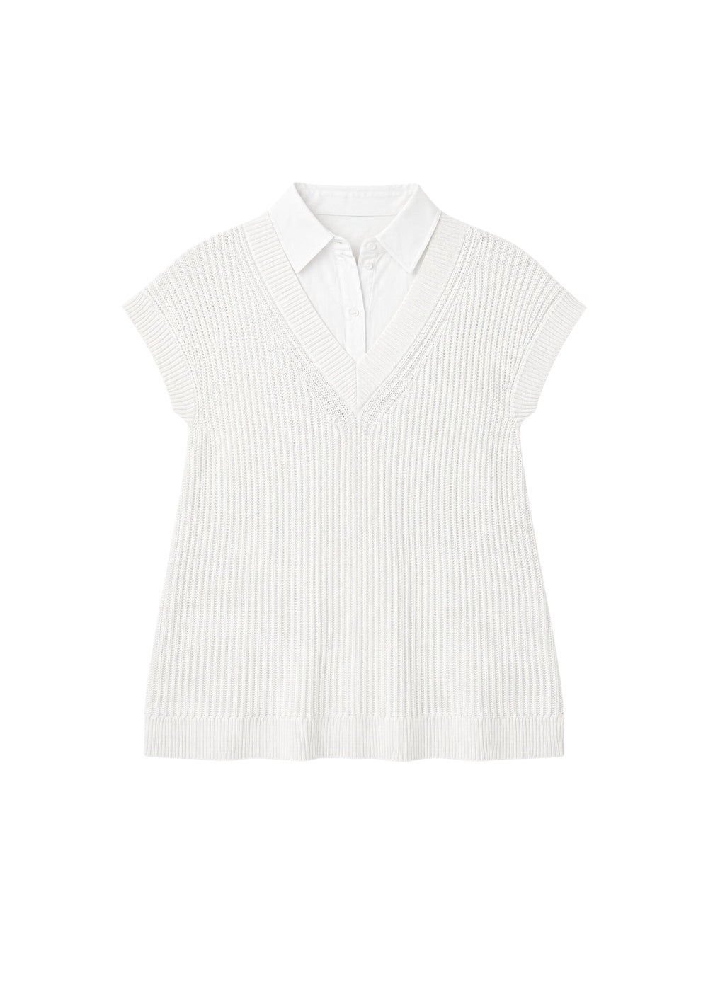 Long silk trompe l’oeil jumper - Off-white