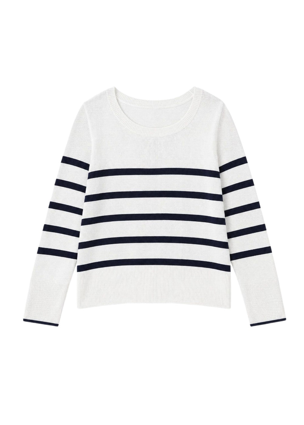 Pull court à rayures en soie - Blanc Cassé