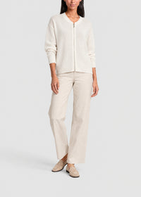 Cardigan court zippé en lin - Blanc Cassé