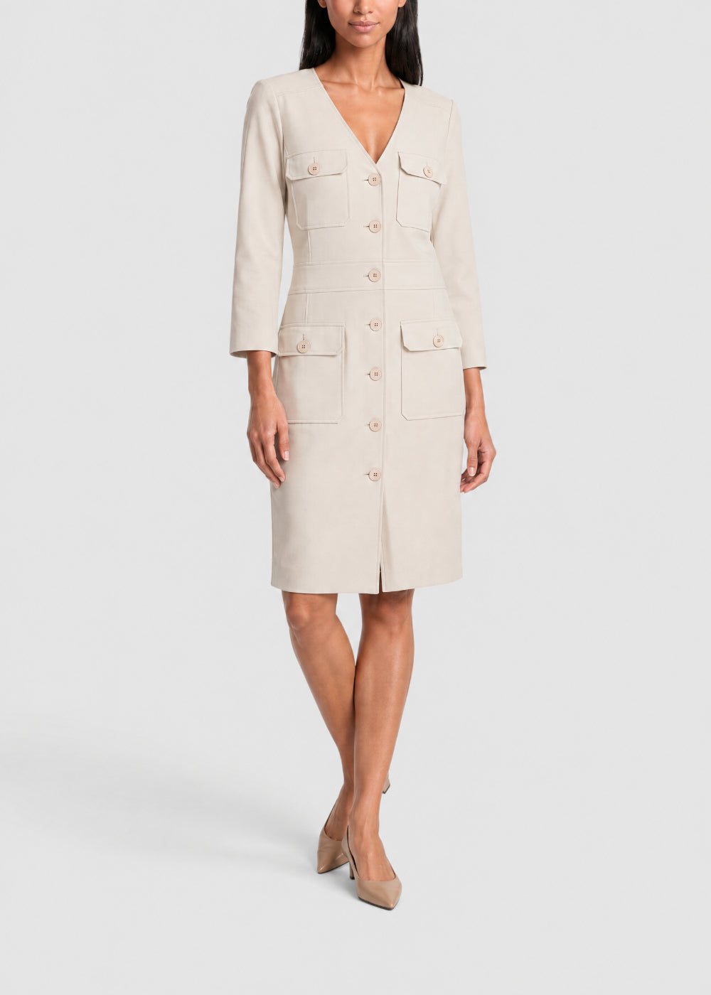 Robe droite esprit officier - Béton