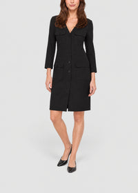 Straight-cut officer-style dress - Black
