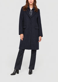 Straight-cut wool-lined coat - Navy