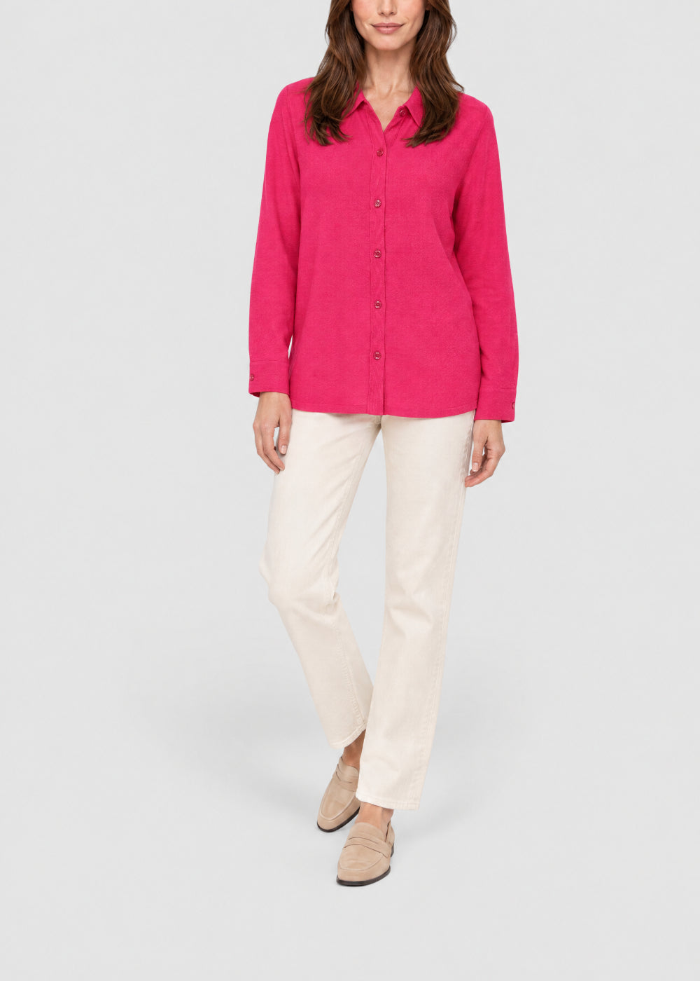Chemise droite en laine - Framboise