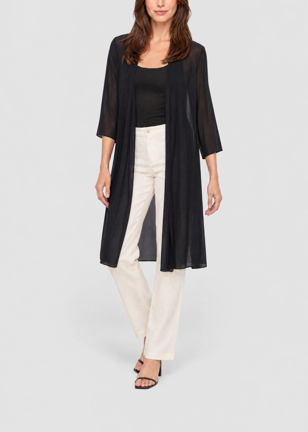 Silk muslin cape - Navy blue