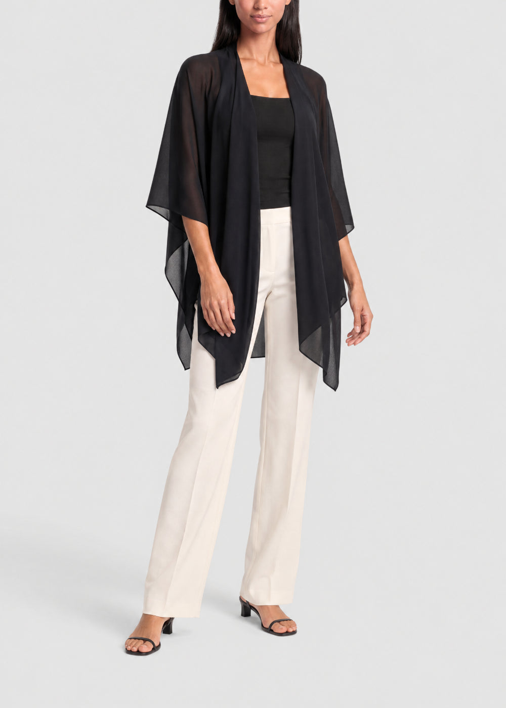 Silk muslin cape - Navy