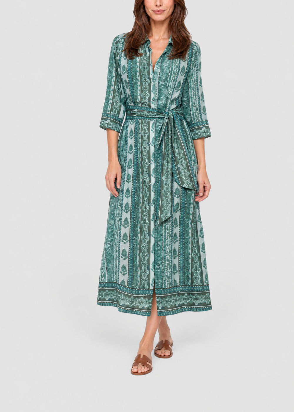 Robe longue esprit chemise - Kaki