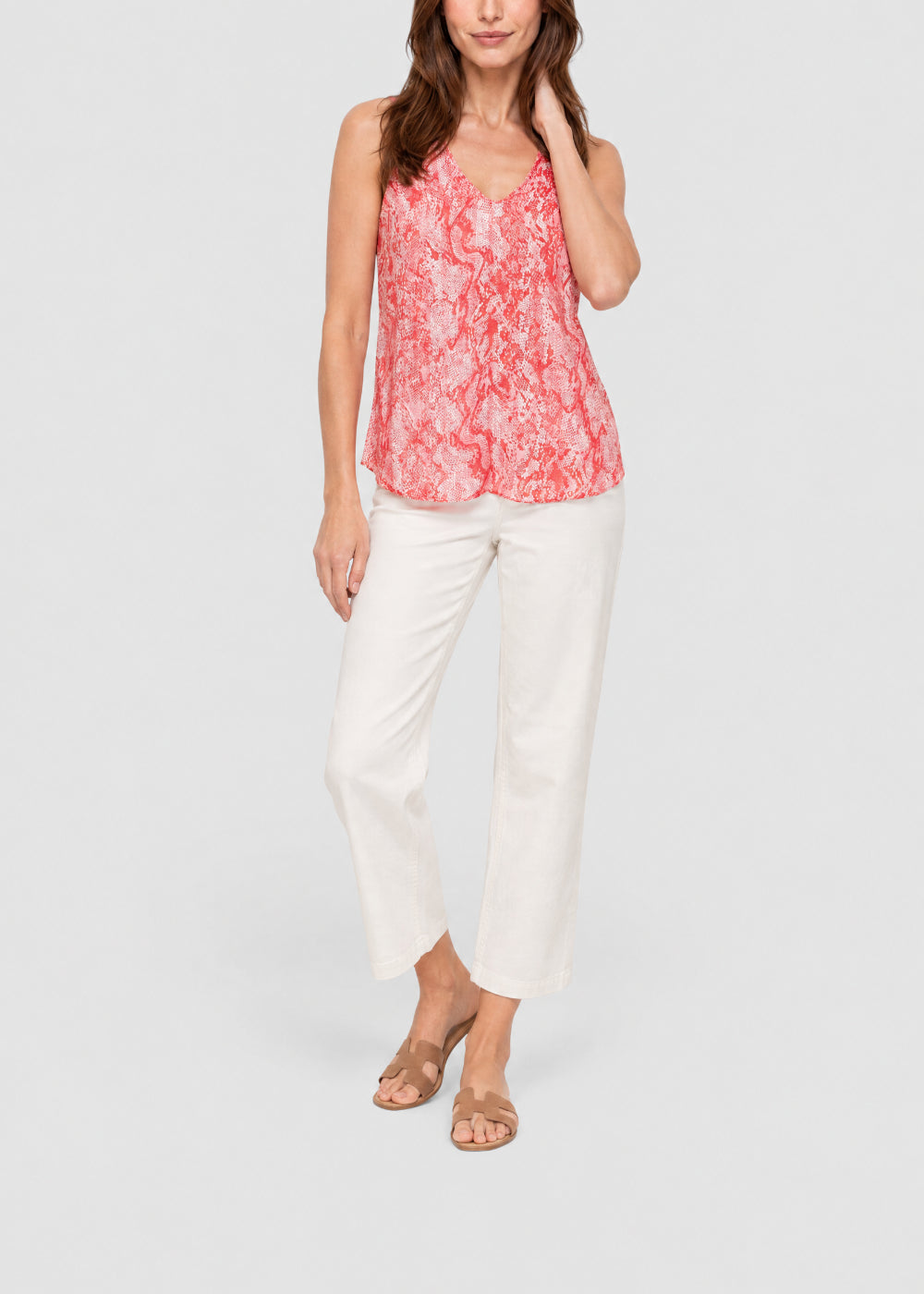 Blouse sans manches à motif jacquard - Corail