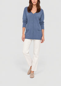 Pull long à poches - Bleu