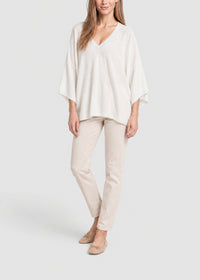Oversized V-neck linen jumper - Optical White