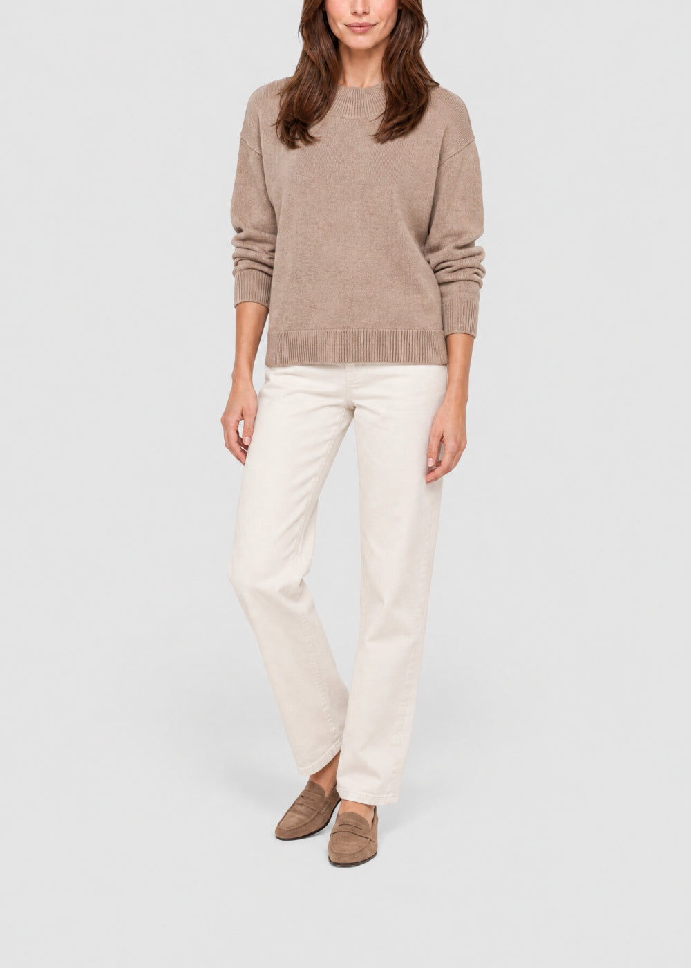 Pull ample et court en cachemire - Beige Clair