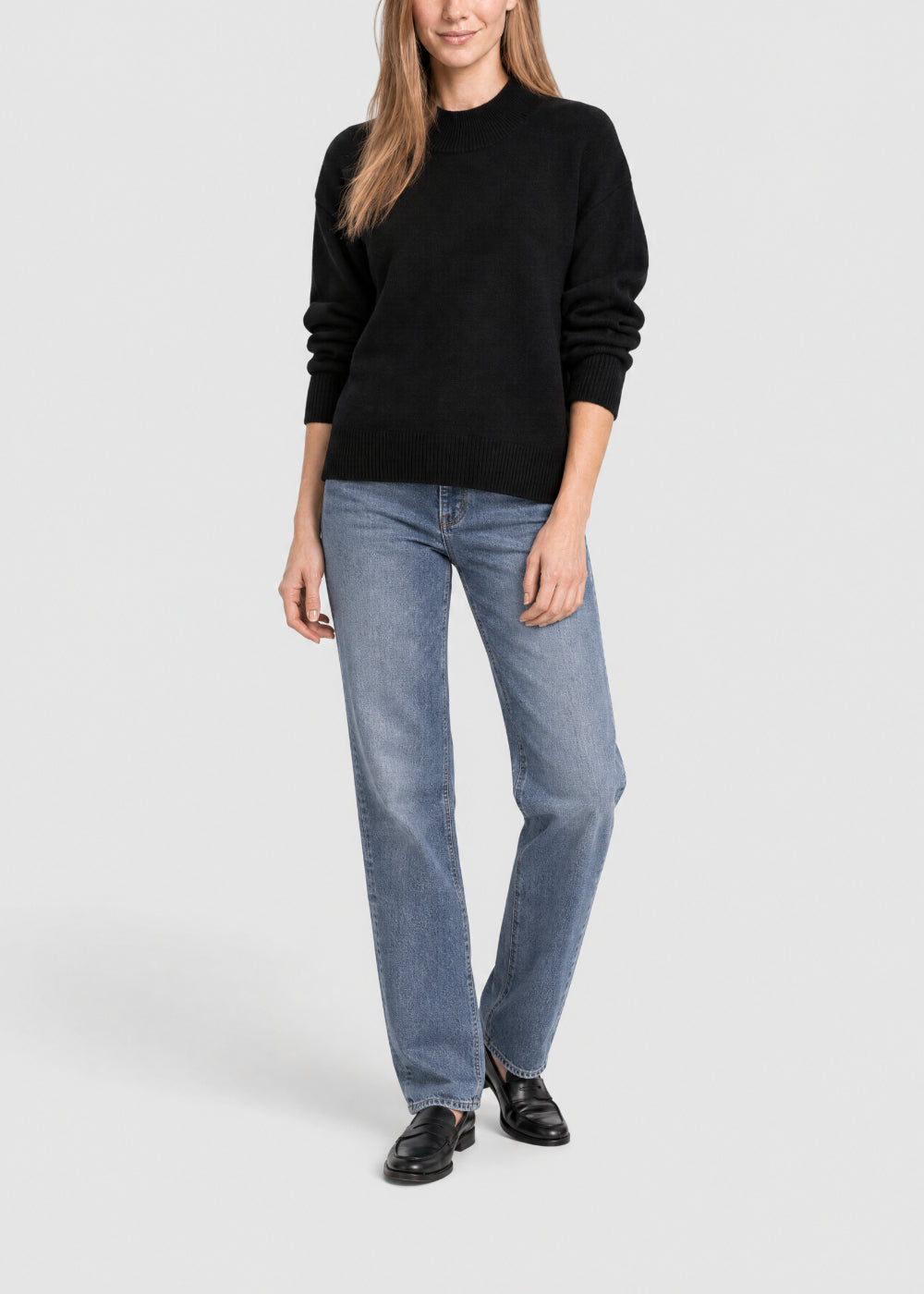 Loose-fitting cropped cashmere jumper - Black
