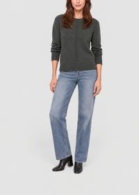 Cashmere ribbed crew-neck jumper - Khaki