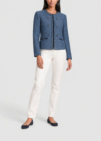 Textured button-up jacket - Blue