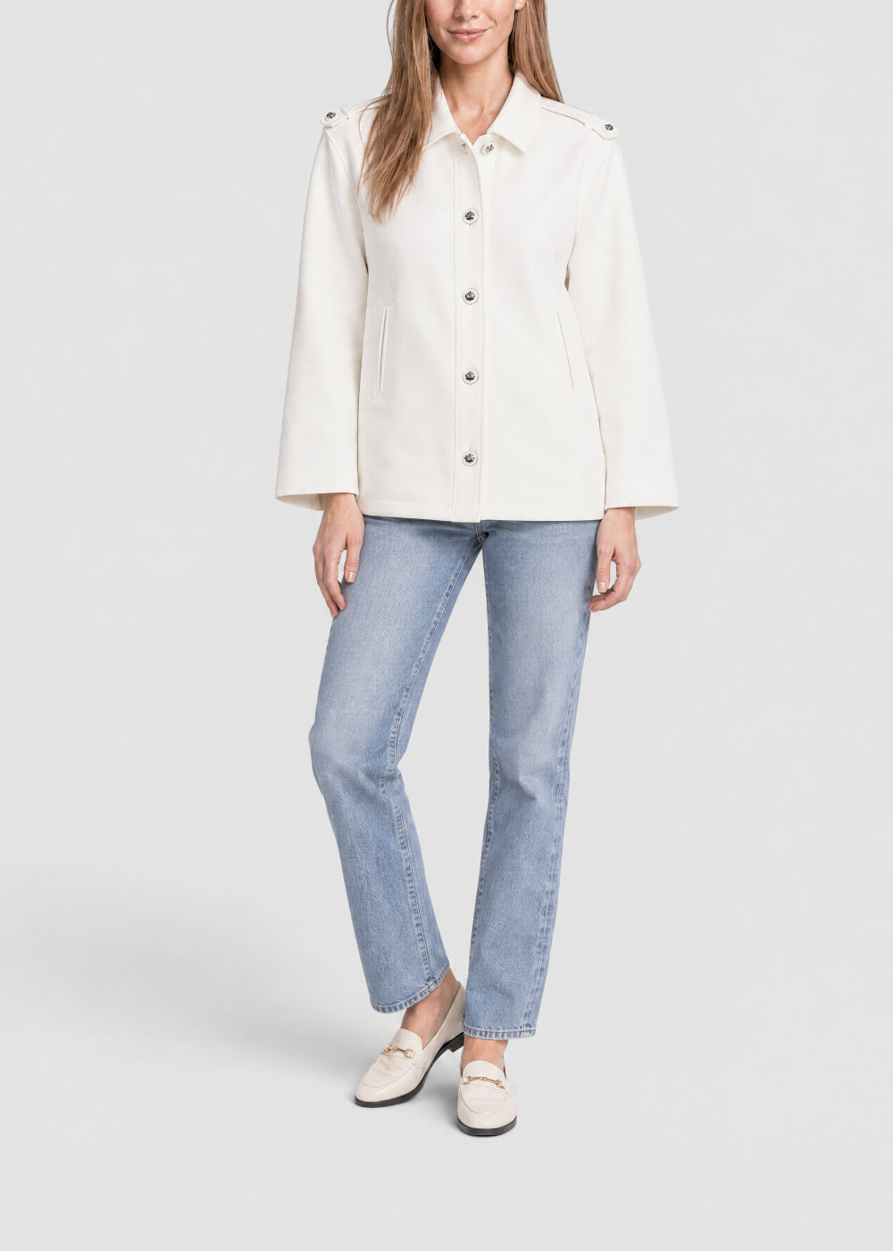 Oversized button-up coat - Off-white