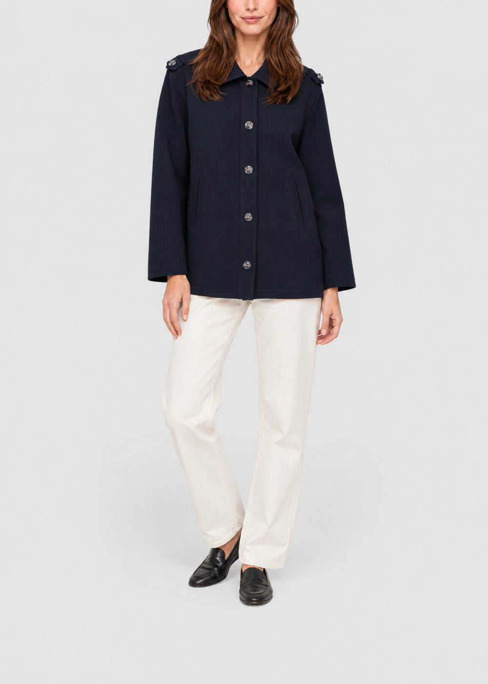 Oversized button-up coat - Navy