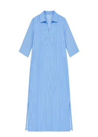Striped silk midi dress - Blue